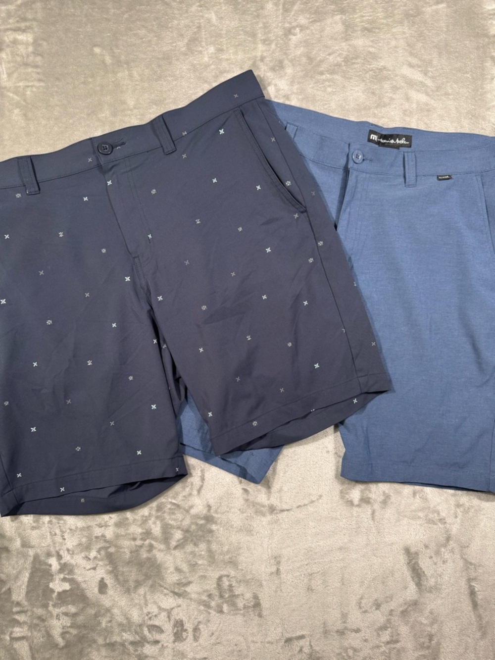 2x TravisMathew Mens Blue Performance Golf Shorts 36 Stretch 4-Pocket